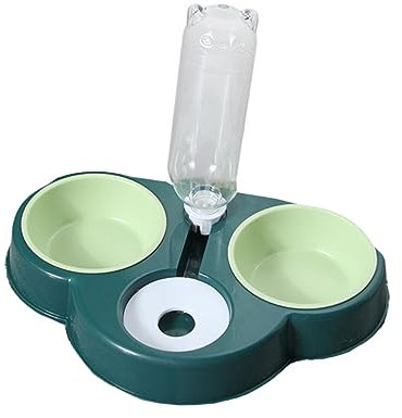 Hohopeti Dispensador De Comida y Agua para Mascotas Comedero y Bebedero Automático con Diseño Desmontable y Material para Perros y Gatos Verde