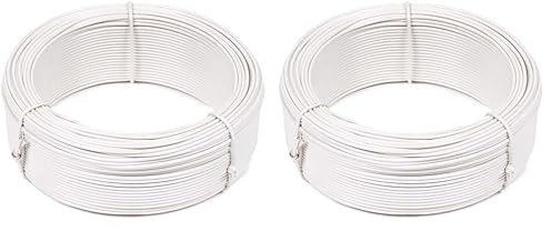 Alambre de hierro metálico plastificado blanco 1,3 mm Bobinot 50 m (Paquete de 2)