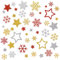 BETESSIN Aufkleber Weihnachten - 6 Bögen Weihnachtssticker mit Schneeflocken & Sterne Motive - Glitzer Sticker Sterne - Weihnachtsaufkleber zum Basteln von Weihnachtskarten, Adventskalender, Scrapbook
