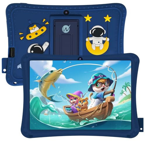 WeTapble per Bambini 7 Pollici Android 11 con Controllo Parentale 2+32GB ROM 1024x600 IPS Touch Screen Doppia Fotocamera WiFi 5.0 Custodia a Prova di Bambino (Blu)