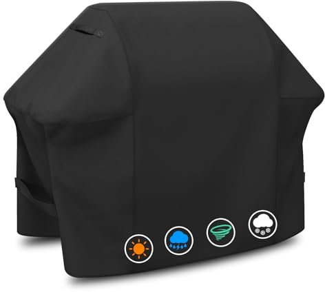 Strapazierfähige 600D-Polyester-Abdeckung, kompatibel mit Weber Spirit 200/300 Series Grills, wasserabweisende Outdoor-Grillabdeckung, im Vergleich zu Weber 7106 Allwetterschutz, Schwarz