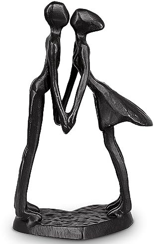 QCXWCJWD Couple Art Metal Ornament Figurine, Affectionate Kissing Couple Statue Romantic Heart Iron Sculpture, Modern Accents Abstract Figurine Decorative Gifts for Anniversaries Proposal Valentine