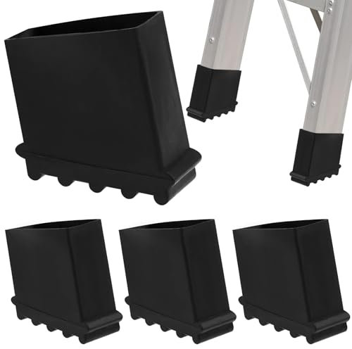 Wjelet Lot de 4 pieds en caoutchouc pour échelles - Accessoires de rechange - Capuchons d'échelle - Pieds de protection antidérapants en caoutchouc - 50 x 25 mm