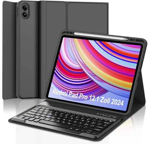 Occtingkind, Tastiera per Redmi Pad Pro 12.1, Custodia Tastiera per Xiaomi Redmi Pad Pro 2024 12.1 Pollici, Cover Bluetooth Magnetica Tastiera per Redmi Pad Pro 12.1, Italiano layout, USB C, Nero