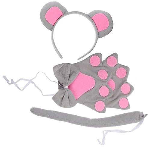 Vaguelly Mouse Cosplay Costume Set for Adults Boys and Girls Ears Headband Tail Bow Tie Halloween Costume