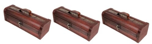 Beaupretty Caja de 3 Piezas de Vino de Madera Artesanal Estuche de Almacenamiento Rojo Cuerda de Transporte para Viajes al Aire Exhibición Decorativa