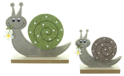 FRANK FLECHTWAREN Schnecke Lovely, 2er Set, Filz, MDF, Maße: 13 x 4 x 11 cm, 20 x 5 x 17 cm, Nachhaltiges Material, Vielseitige Dekoration