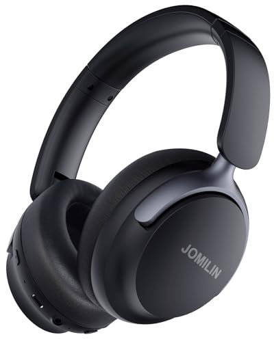 JOMILIN C5 Casque Bluetooth supra-auriculaire à suppression active du bruit, 3 modes EQ via bouton, 60 heures de lecture, casque stéréo léger pliable avec micro, pour voyage, maison, espace noir