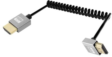 YANBORONSN 4K HDMI Cavo a spirale 2.2FT, cavo corto da HDMI a HDMI, cavo HDMI 2,0 a spirale a molla 4K@120Hz 18 Gbps per fotocamera/TV/schede di acquisizione/tablet (Giù)