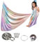 Aerial Hammock, Aerial Silks for Home, Lightweight Portable Stretch Fitness Equipment, Indoor Outdoor Yoga Swing for Exercise, Strength Training, Kids Adults, 110.24x59.06 Inches