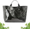 Generisch Stellaya Women'S Letter Print Tote Bag, große PVC wasserdichte Kraftpapier Handtasche, mit Schulterriemen für Arbeit, Reisen & täglichen Gebrauch (Black)