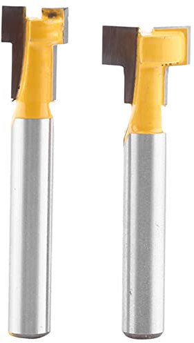 1,2Pcs Yellow T Slot Cutter Router Bit 1/4'' Shank Cemented Carbide 3/8 & /2 Woodworking Milling with 3 Router Bits for Electric Trimmers and Engraving Machines, Ideal for Pine