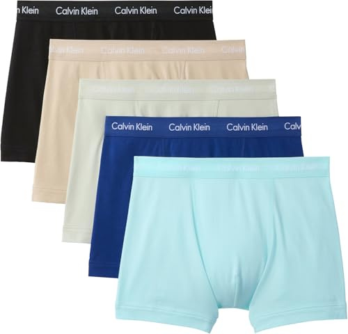 Calvin Klein Herren 5er Pack Boxershorts Trunks Unterwäsche, Mehrfarbig (Plume/Misty Sage/Black/Sodalite), XL