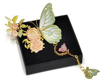 Climple Schmetterling-Lesezeichen mit Blumenanhänger, Lesezeichen zum Lesen von Frauen, Buchliebhaber-Geschenke, niedliche, coole Lesezeichen für Frauen, Lehrer-Angebote – Metall-Lesezeichen