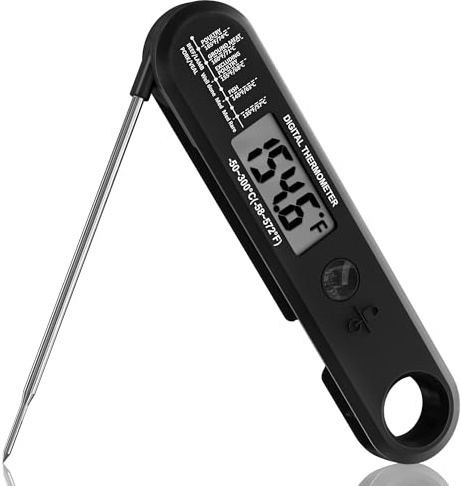 ModHm Digital Meat Thermometer – Fast & Accurate Wireless Food Thermometer for Cooking, Baking, BBQ, Oven, and Kitchen Use – Meat Thermometer Probe with 304 Stainless Steel (Black)