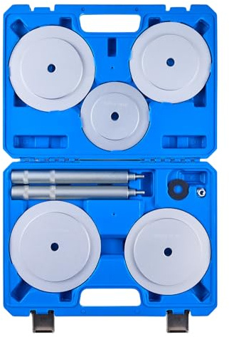 VEVOR Bearing Press Kit, 7 Pcs, Bearing Race and Seal Driver Set with 5 Bushings, Handle Shaft and Extension Rod, Bushing Driver Tool Set, Heavy Duty Removal Installation Tool Kit with Storage Case