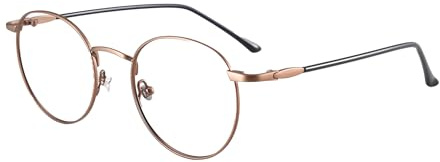 Firmoo Round Blue Light Blocking Reading Glasses 3.00, Classic Round Eyeglasses Frames for Women/Men, Bronze
