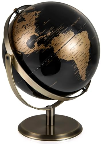 COSTWAY 23cm World Globe, 720° Rotating Earth Globe with Metal Stand, Desktop Geography Educational Learning Toy for Classroom, Office, Home Decorative