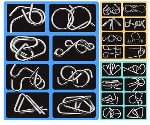 Yulokdwi Metall Draht Puzzle Set | 24 Teile Geduldspiele Für Erwachsene Rätsel | Intelligenz Spielzeug, Partyspiele Für Familien Mädchen Jugendliche Frauen Männer Kinder Töchter Söhne Schüler | Kinder