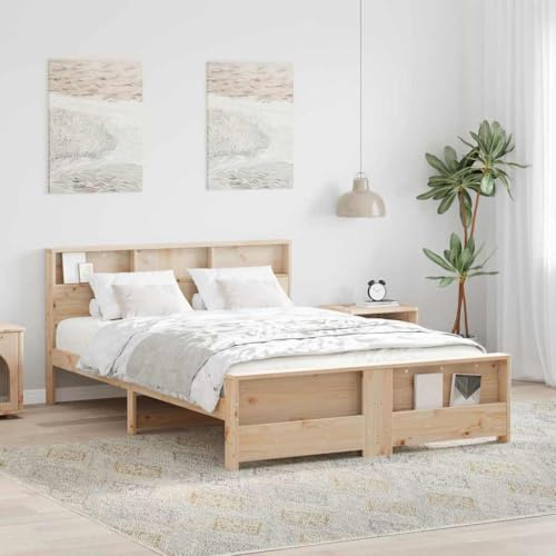LoogCape Bettrahmen Braun 160x200 cm, Holzwerkstoff, Kiefer Massivholz, King Size Bett, Plattformbett für Schlafzimmer, 2 Personen, 200 kg Belastbarkeit, Langlebig