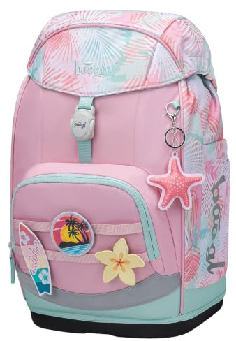 Baagl Airy Plus Schulrucksack, 25 l, Grow-System, ab 130 cm (Sunset) | Isoliertes Snackfach; Magnetverschluss; Brust- und abnehmbarer Hüftgurt