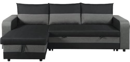 Victor Ecksofa aus Stoff, wendbar, 3-Sitzer, Schwarz