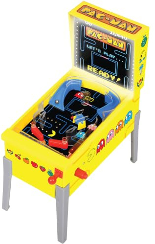 PAC-MAN Tischflipper mit Licht und Sound, Klassisches Arcade-Pinball-Spiel für Erwachsene und Kinder, ab 3 Jahren