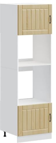 PUGYNBK Mobiletto piano cottura 2 pz. Lucca in rovere Sonoma in legno con piedini regolabili, ampio vano per forno e microonde, design salvaspazio per cucine piccole