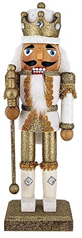 Nutcracker Ballet Gifts, Nutcracker Christmas Ornaments Soldier King, Wooden Figure Decoration with White Glitter Uniform for Holiday Home Decor, Ideal Xmas Ornament, 10 Inch