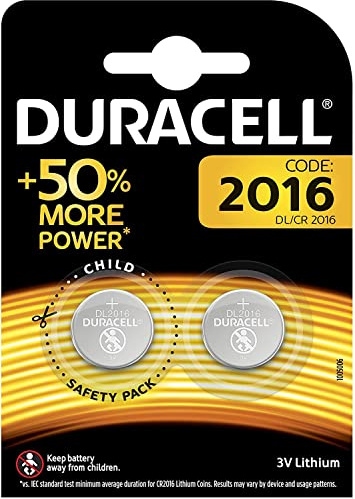 Duracell Specialty 2016 Lithium-Knopfzelle 3 V, 2er-Packung (CR2016 /DL2016) entwickelt für die Verwendung in Schlüsselanhängern, Waagen, Wearables und medizinischen Geräten