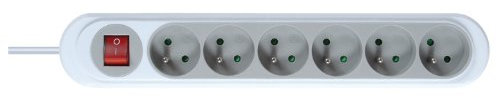 Rallonge électrique - Prolongateur électrique - Rallonge prise - Rallonge prise électrique - Gamme NOLA - 6 Prises 2P+T 16A avec Interrupteur-Cordon 1.45 mètres, Gris Galet