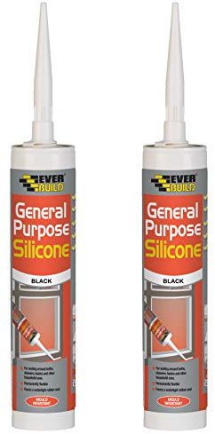 Everbuild 2 X General Purpose Silicone Black 310ml EVBGPSBL