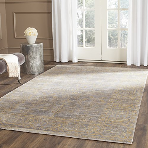 SAFAVIEH Valencia Collection Area Rug - 6' x 9', Grey & Gold, Boho Chic Distressed Design, Non-Shedding & Easy Care, Ideal for High Traffic Areas in Living Room, Bedroom (VAL104E)
