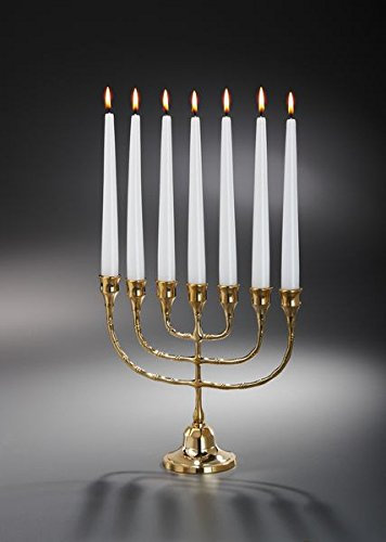 Menora Messing Höhe 26 cm, Sieben-Armiger Kerzenleuchter
