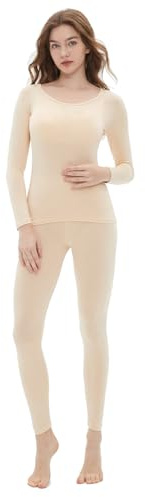 Vinconie Thermounterwäsche Damen U-Außchnitt Thermoshirt Thermoleggins Dünn | Warm, dünn und leicht, atmungsaktiv, weiches Gewebe, komfortabel, flexibel und hautweich, Ideal für Yoga, Sport und zu Hause
