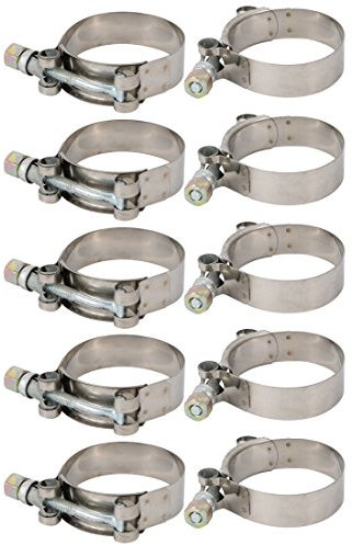 sourcingmap 10 Pcs 52mm-60mm Stainless Steel T-Bolt Hose Clamp for Fuel Pump Filter Plumbing