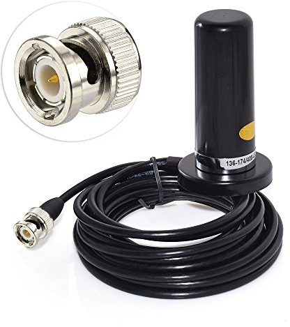 Wlaniot Antenna Auto Antenna VHF/UHF a Doppia Frequenzaper Base Magnetica Antenna 9cm Connettore BNC Cavo RG58 5m Guadagno 2,5/3dB per Stazioni Radio Mobili per Auto, Scanner BC75XLT e BC125AT.