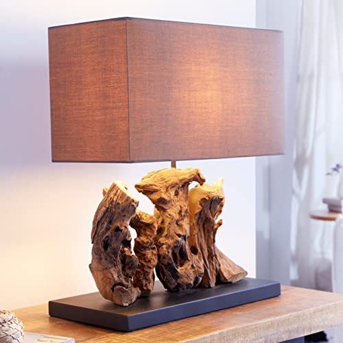 cagü: Design Unikat Tischlampe BANDAR Braun aus Treibholz handgefertigt 50cm Höhe