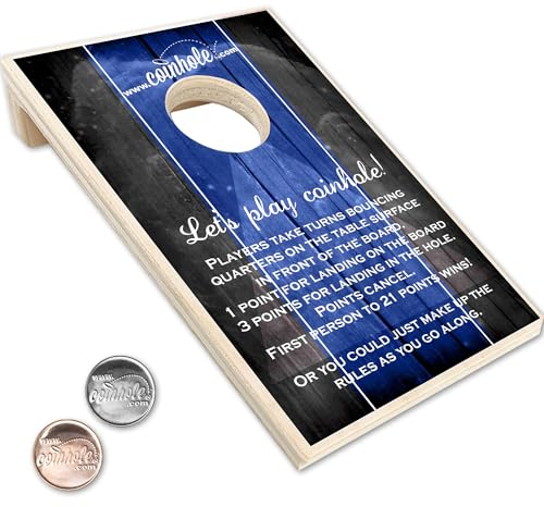 Coinhole Spiel (Blau und Schwarz).