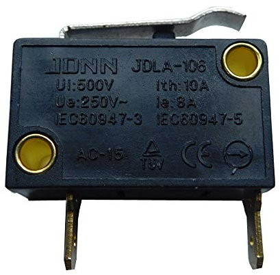 JDLA-106 250V 10/8A Interrupteurs de fin de course à petite échelle Barres de contrôle simples de type micro-interrupteurs pour équipement mécanique 2 paquet (Courbé)