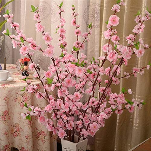 Künstliche Kirschblüten-Zweige, 65 cm, Seide, Pfirsichblüten, Arrangements für Wohnzimmer, Schlafzimmer, Hotel, Hochzeit, Party, Dekoration, Rosa, 5 Stück
