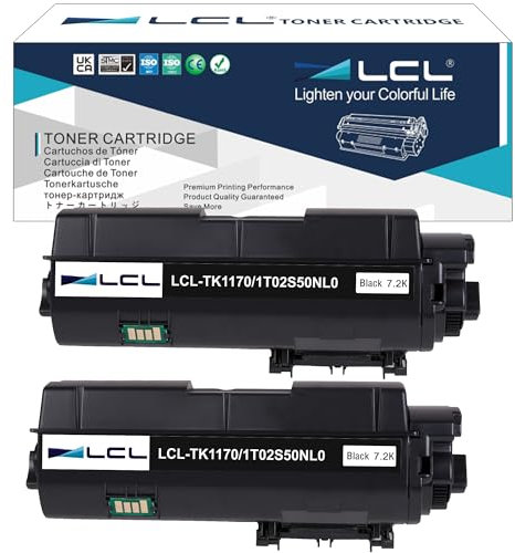 LCL TK-1170 Schwarz Tonerkartusche Kompatibel für Kyocera TK1170 TK-1170 Kompatibel für Kyocera Ecosys M2540dn M2040dn M2640idw (2er-Pack)