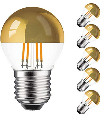 NCC-Licht 5x LED Kopfspiegellampe P45 Tropfen E27 4W Warmweiß 2700K | LED Leuchtmittel mit Kopfspiegel Gold ersetzt 40W Glühlampe mit E27-Sockel, ideal für Schminktisch Spiegel und Deko