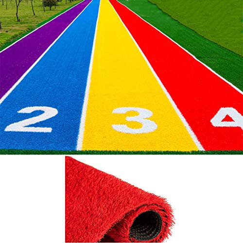 YNGJUEN Rouge Gazon Synthétique 20 Mm Rainbow Runway Gazon Synthétique Synthétique Facile À Nettoyer pour Jardin Garderie Terrain De Football Décoration Extérieure (Color : Green, Size : 2mX1m)