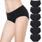 Falechay Unterhosen Damen Streth Unterwäsche Slips Baumwolle Pantys Hipster Mittel Taille Höschen Frauen 6er Pack Schwarz S