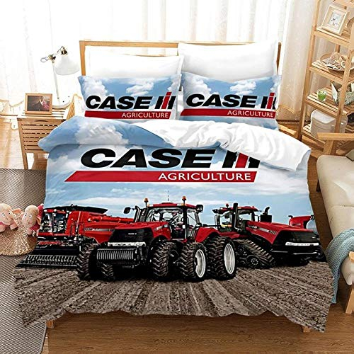 OUJIE bettwäsche 155x220cm 3 teilig 3D Traktor Angenehme Mikrofaser Bettbezug mit 80*80cmReißverschluss Kissenbezug familienbett bettwäsche 3D Bettbezug