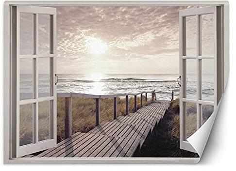 Feeby - 3d Tapete - Fensterblick - 280x200 cm, Fototapete Schlafzimmer - Deko Wohnzimmer - Wallpaper - Wand Deko - Wandtapete XXL - Tapete - Wanddeko - Vliestapete - Landschaft