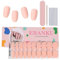 EBANKU 20PCS Smalto Adesivo per Unghie, Rosa Nudo Unghie Gel Adesive UV Smalto Adesivo Gel UV Full Wraps Lampada UV/LED con Lima e Stick per Donne Ragazze