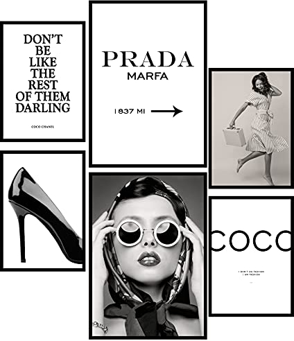 Urhome Poster Set Coco A4 Bilder für Schlafzimmer Esszimmer Wohnzimmer Deko in Holzrahmen Schwarz (2x A4 + 4x A5) Kunstdruck 6 teilig Wandposter Motive Bilderwand gerahmt