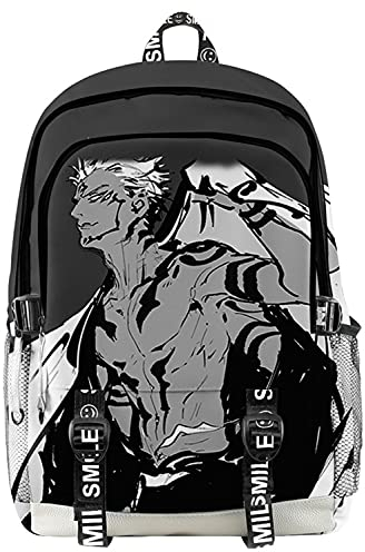 AMOMA Anime Printed Unisex Daypacks Cosplay Sukuna 3D Digitaldruck Leicht Freizeit Mehrzweck Canvas Rucksack(One Size,WhiteGrey)